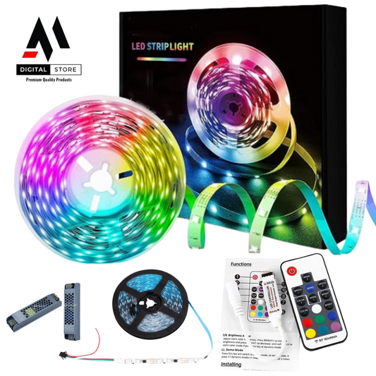 RGB LED Strip Light with Wireless Controller and Power Supply